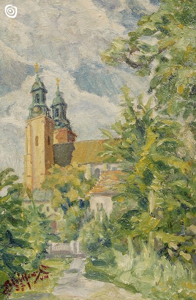 "Widok na Katedrę gnieźnieńską", miejscowość nieznana, 1937 r.