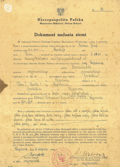 Dokument, Kopanina, 1946 r.