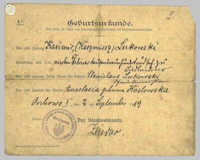 Dokument - Akt urodzenia, Orchowo, 1919 r.