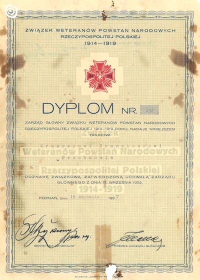 Dokument - Dyplom, Gniezno, 1937 r.