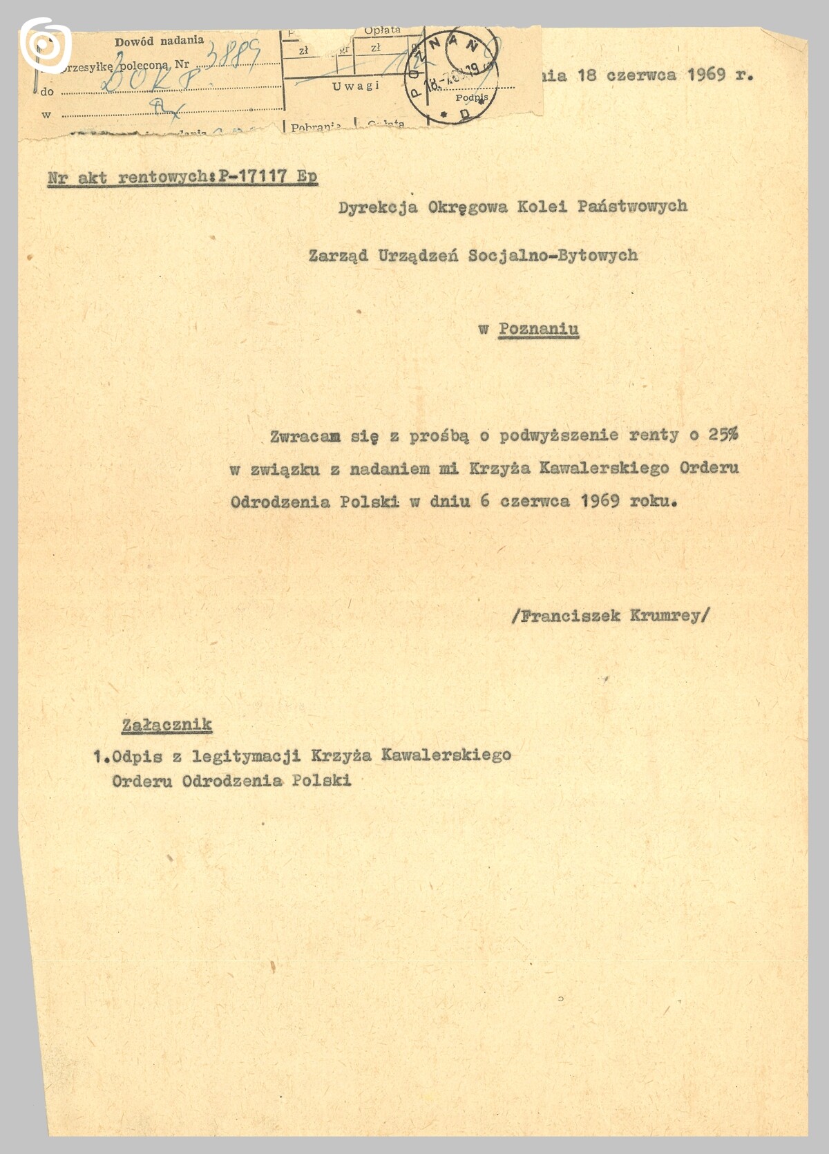Dokument, Gniezno, 1969 r.