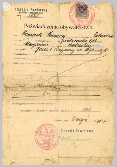 Dokument - Poświadczenie, Chodzież, 1930 r.
